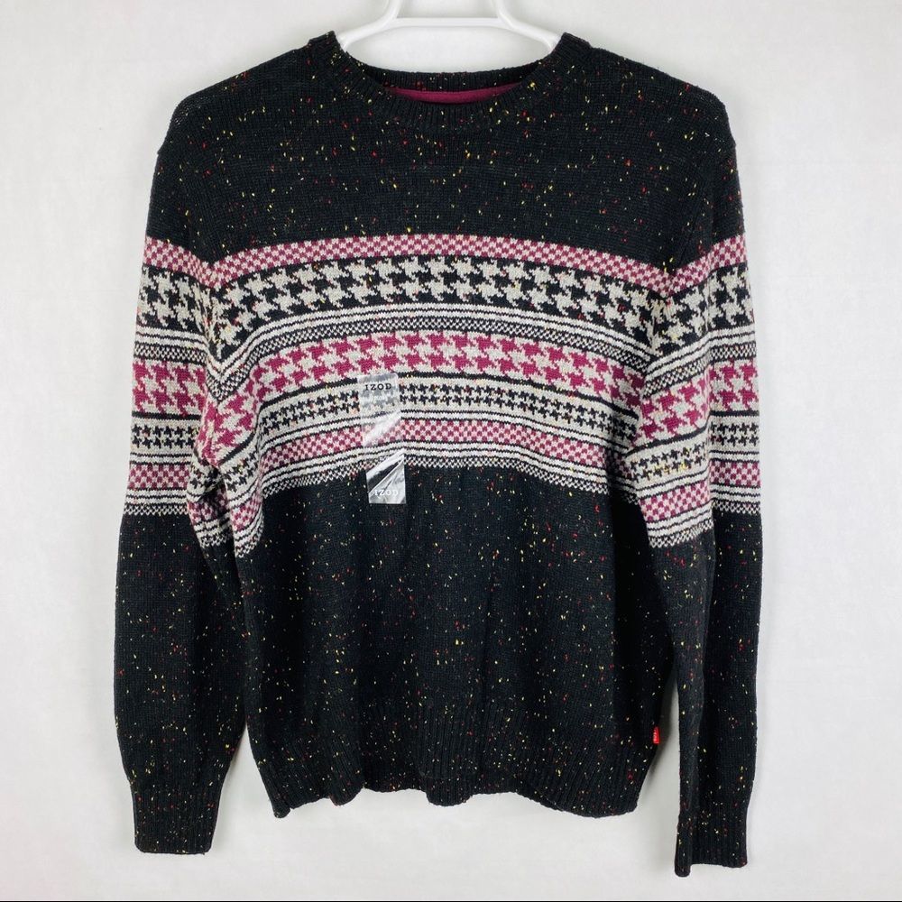 Izod Tweed Houndstooth Crewneck Sweater